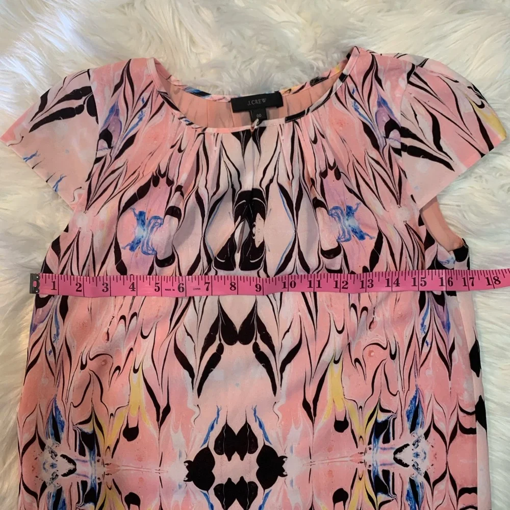 J. Crew Pink design short sleeve business casual blouse top size 00 pink